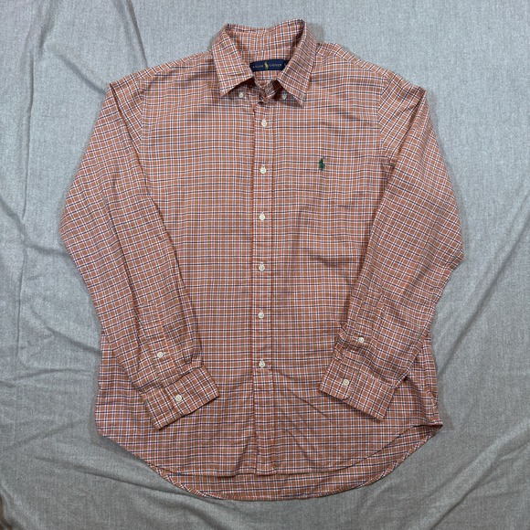 Ralph Lauren Other - Ralph Lauren Shirt Mens Large Orange Green Plaid Button Down Pony Classic Casual